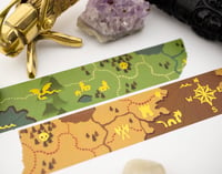 Image 2 of  "Here Be Dragons" Fantasy Maps Gold Foil Washi Tape ( 20mm wide, Green or Brown)