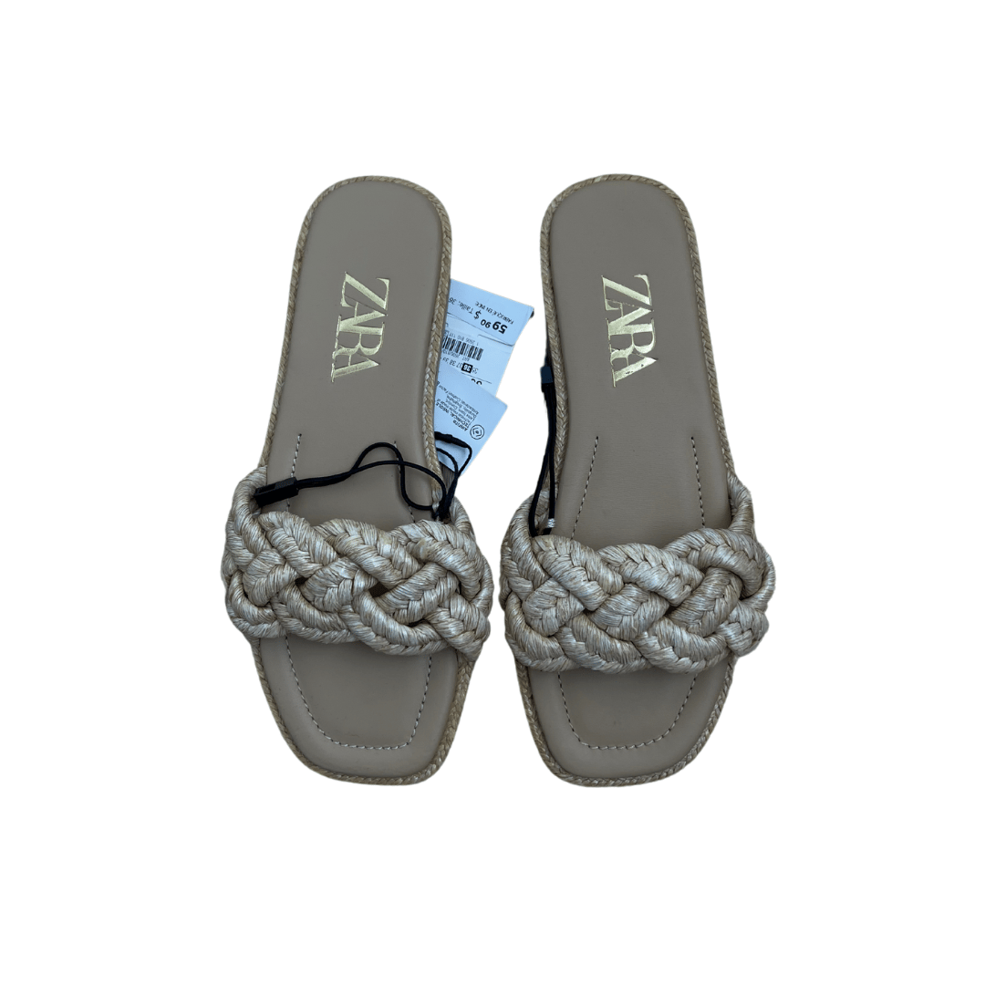 Slide Sandals Zara Flat Pearl Sandals ZARA SANDAL (36) Toni's Closet