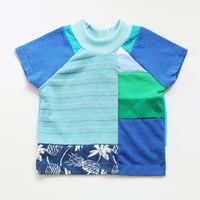 Image 2 of rainbow 3T patchwork mix toddler all gender sleeve short tee top shirt boys girls kids child