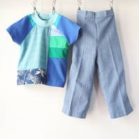 Image 4 of rainbow 3T patchwork mix toddler all gender sleeve short tee top shirt boys girls kids child