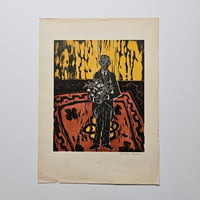 Image 1 of Reidar Aulie Signed Woodcut 'The Celebrant'