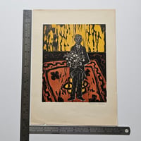 Image 2 of Reidar Aulie Signed Woodcut 'The Celebrant'