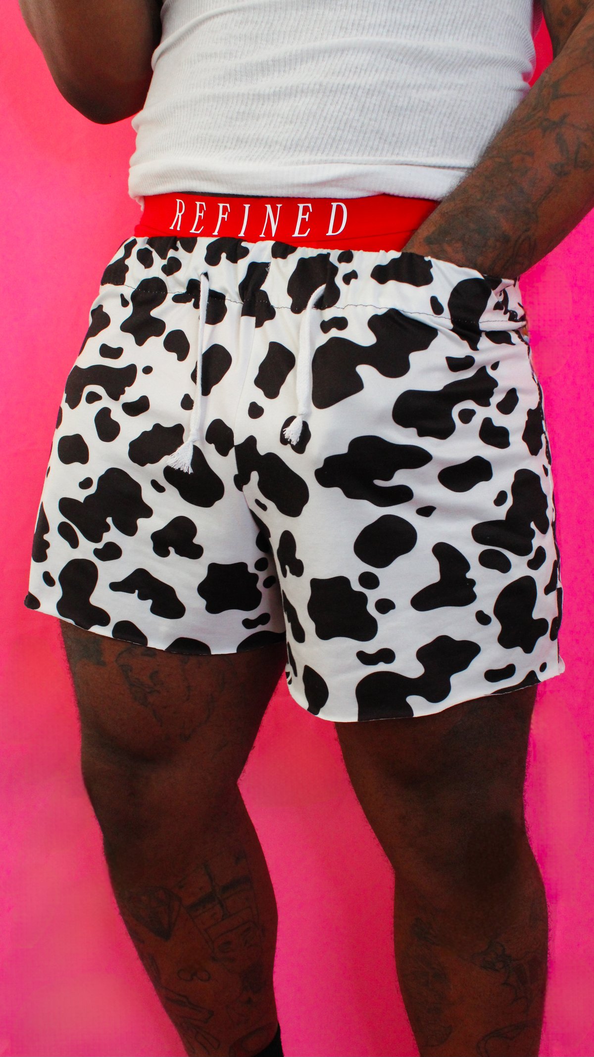 Image of Everyday Cow print knit shorts 