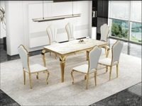 WHITE AND GOLD DINING TABLE