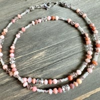 Image 3 of Pink Opal and Crystal Necklace