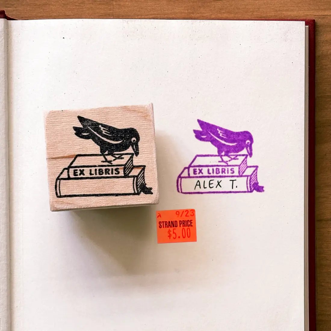 Image of “Ex Libris” Corvid Rubber Stamp