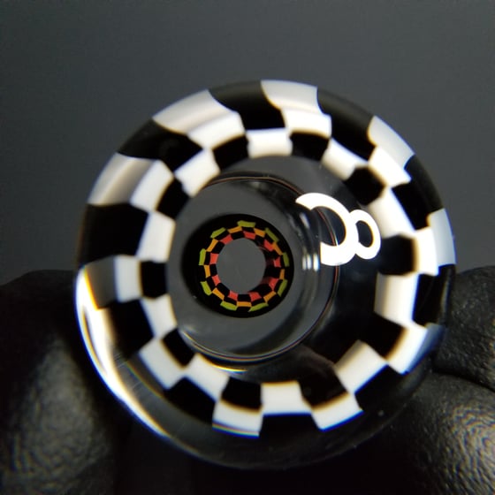 Image of 32mm Fat Cap with Black/White Checkerboard and Rasta Checkerboard