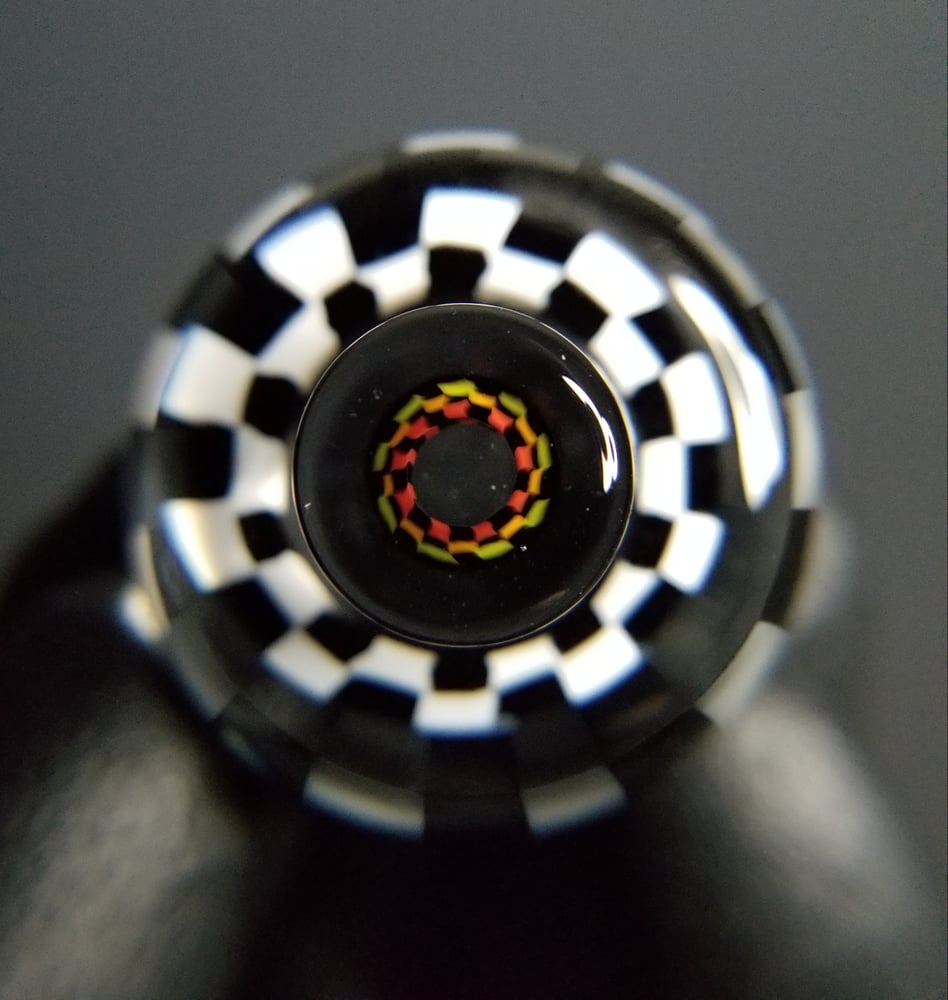 Image of 32mm Fat Cap with Black/White Checkerboard and Rasta Checkerboard