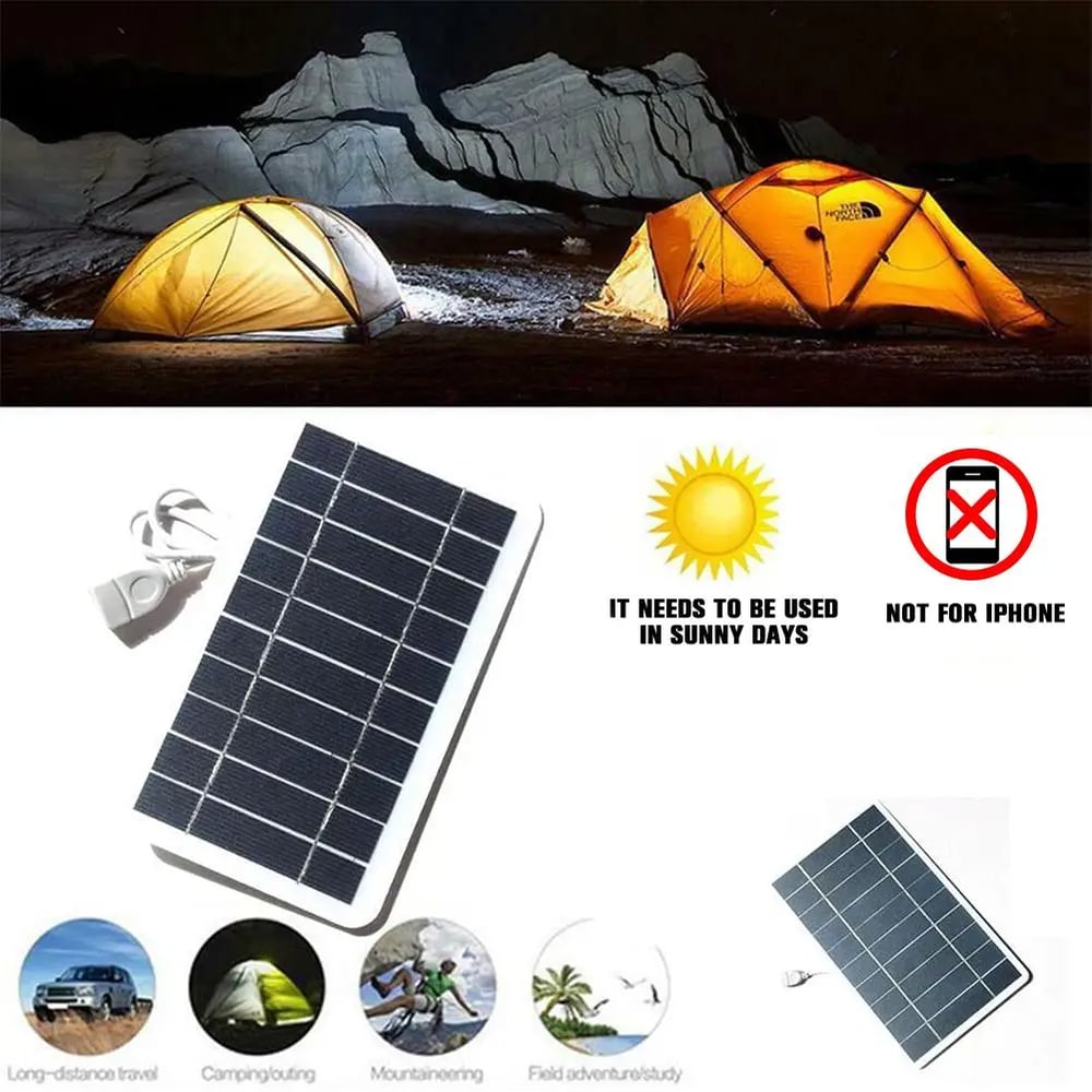 Portable 5V 2W Solar Panel with USB Charger - Ideal for Power Banks, Phones, Camping, and Home Use