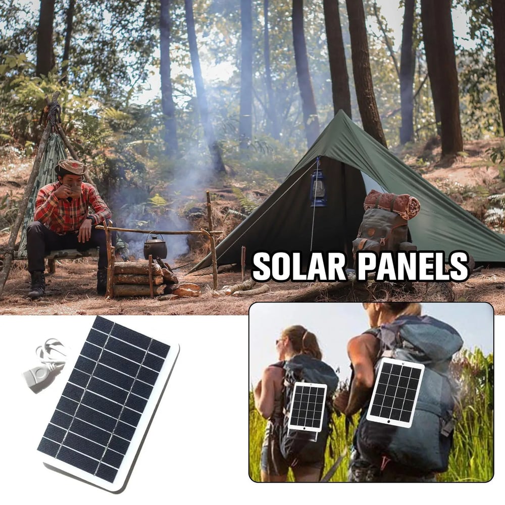 Portable 5V 2W Solar Panel with USB Charger - Ideal for Power Banks, Phones, Camping, and Home Use