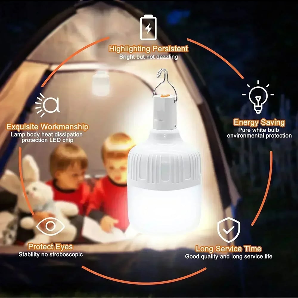 60W Emergency Light - USB Rechargeable LED Lantern for Outdoor Camping, Hiking, and Sports