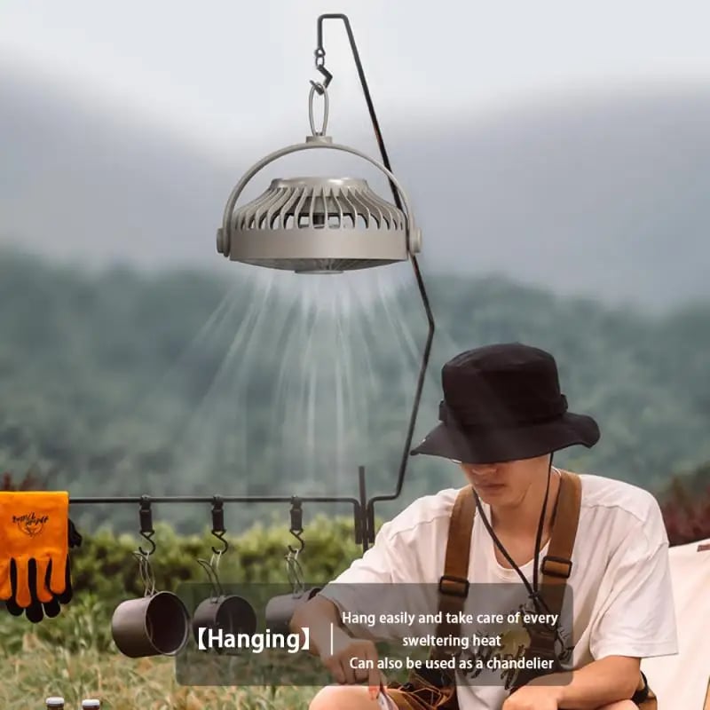 Portable Camping Electric Fan with Remote Control - USB Mini Fan with LED Light, Tripod, and Desktop
