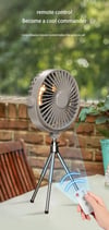Portable Camping Electric Fan with Remote Control - USB Mini Fan with LED Light, Tripod, and Desktop