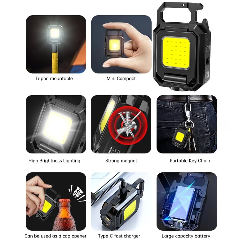 Portable Work Light - Double-Sided Waterproof LED Flashlight for Camping, Fishing, and Hiking