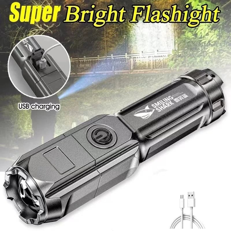 Powerful LED Flashlight - 100000 Lumen Tactical, USB Rechargeable, Waterproof with Zoom for Fishing 