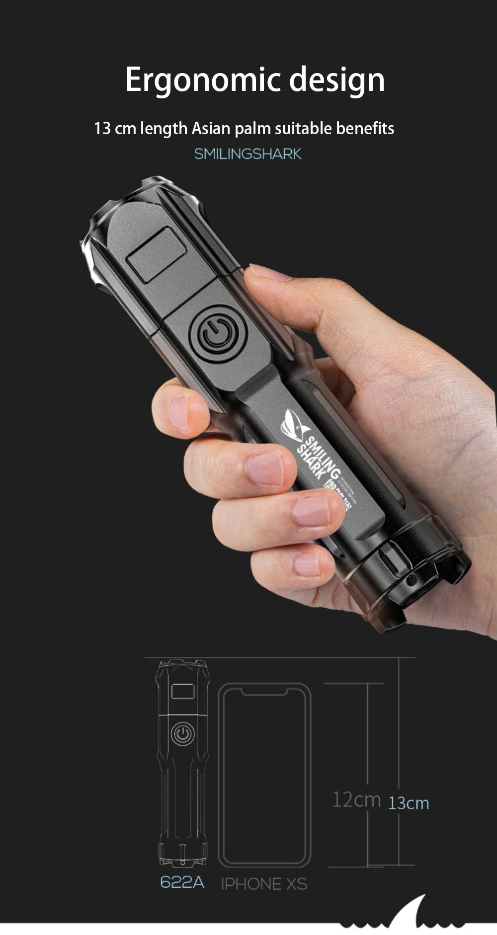 Powerful LED Flashlight - 100000 Lumen Tactical, USB Rechargeable, Waterproof with Zoom for Fishing 