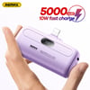 Remax Mini Power Bank 5000mAh - Built-in Cable, Portable Charger for iPhone, Emergency Power Bank