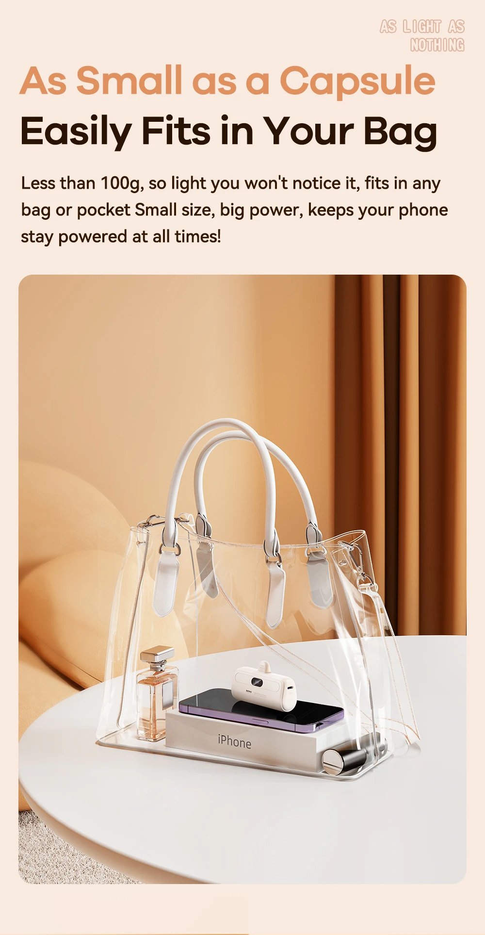Remax Mini Power Bank 5000mAh - Built-in Cable, Portable Charger for iPhone, Emergency Power Bank