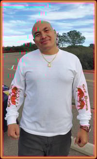 Unisex Long Sleeve With Red Logo.