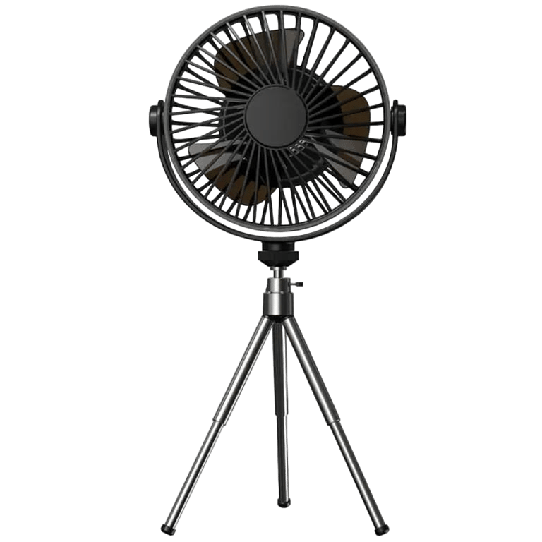 Portable Camping Electric Fan with Remote Control - USB Mini Fan with LED Light, Tripod, and Desktop