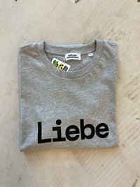 Image 1 of Organic Cotton “Liebe” T-Shirt in Grey – Hand Printed in Berlin