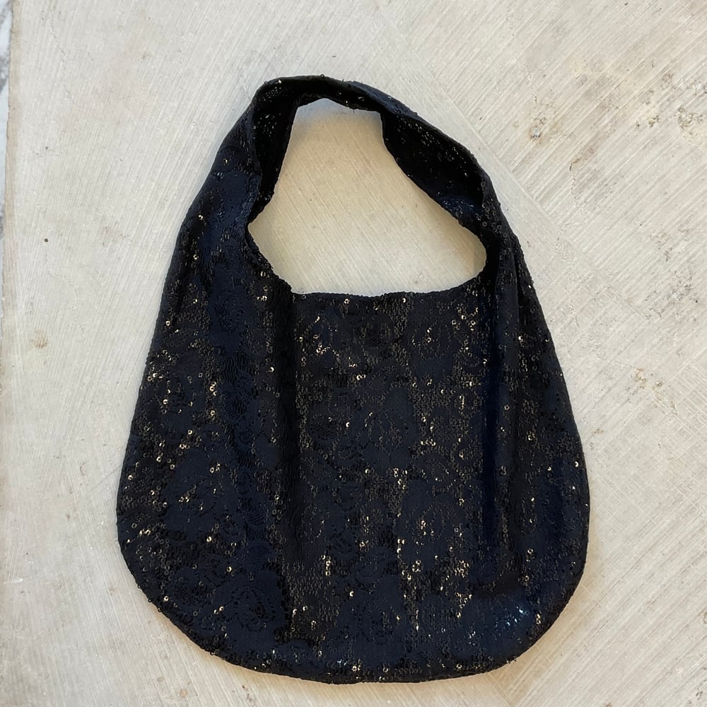  Black lace sequins bag