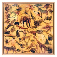 Image 2 of Original Canvas - Animalia on Pale Ochre - 30" x 30"