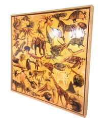 Image 3 of Original Canvas - Animalia on Pale Ochre - 30" x 30"