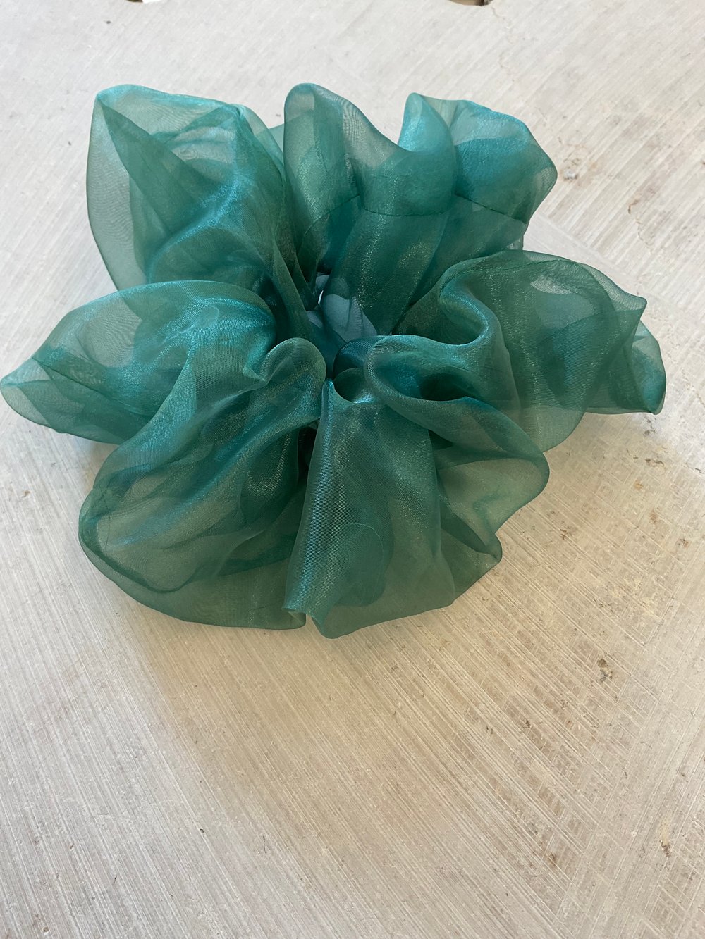 Organza big scrunchie dark green