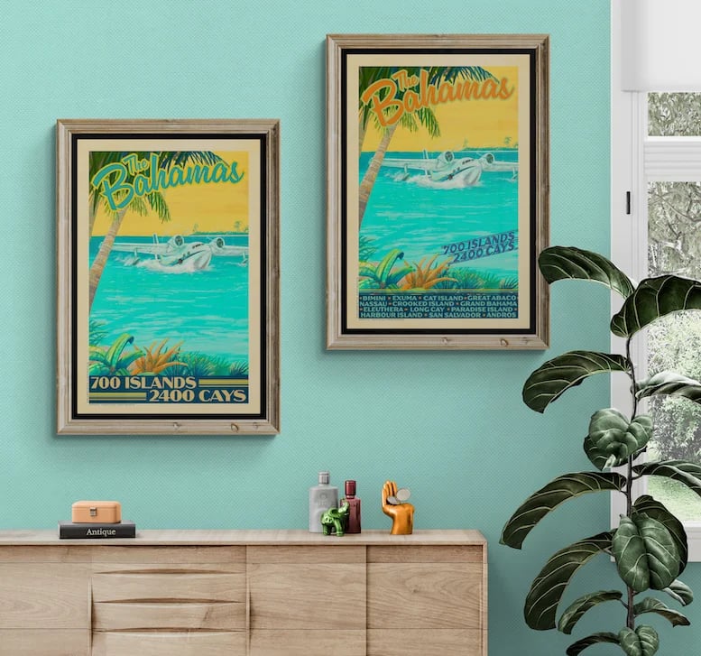 The Bahamas Vintage Style Poster Guava Orange| Tropical Retro