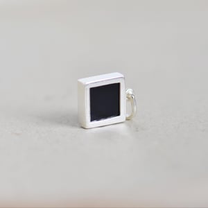 Image of Black Agate square flat cut silver necklace