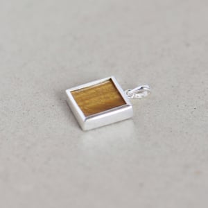 Image of Tiger Eye square flat cut silver necklace