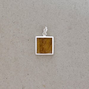 Image of Tiger Eye square flat cut silver necklace