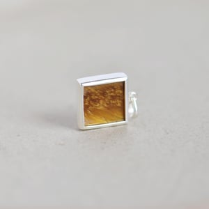 Image of Tiger Eye square flat cut silver necklace