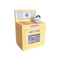 Image 6 of Paper mache mixed media toy stove sculpture/wall art (Yellow)