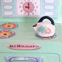 Image 2 of Paper mache mixed media toy stove sculpture/wall art (Green)