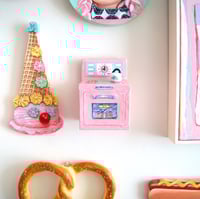 Image 6 of Paper mache mixed media toy stove sculpture/wall art (Pink)