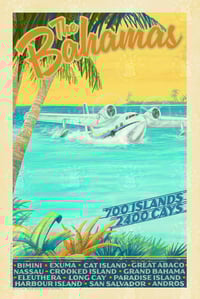 Image 1 of The Bahamas Vintage Style Poster Guava Orange| Tropical Retro Travel Art | Print No 126