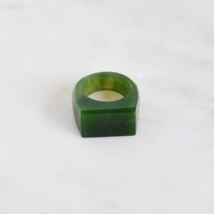 Image of Vietnam Green Jade rectangle face signet ring