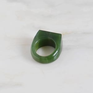 Image of Vietnam Green Jade rectangle face signet ring