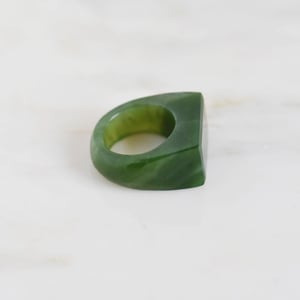 Image of Vietnam Green Jade rectangle face signet ring