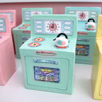 Image 1 of Paper mache mixed media toy stove sculpture/wall art (Green)