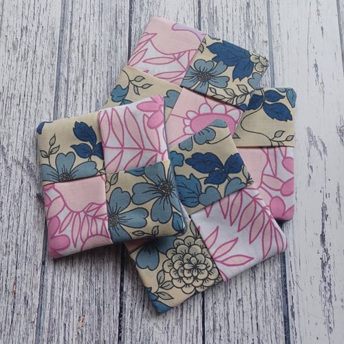 Image of Handmade Fabric Scrap Coasters- Set of 4