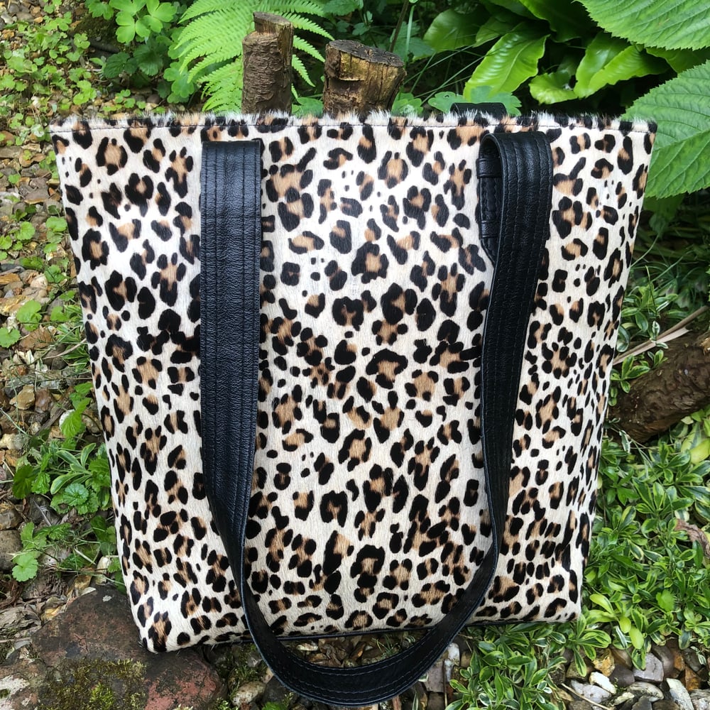 Image of Harlequin Collection - Multi-Coloured Recycled Leather/Animal Print Tote #26C