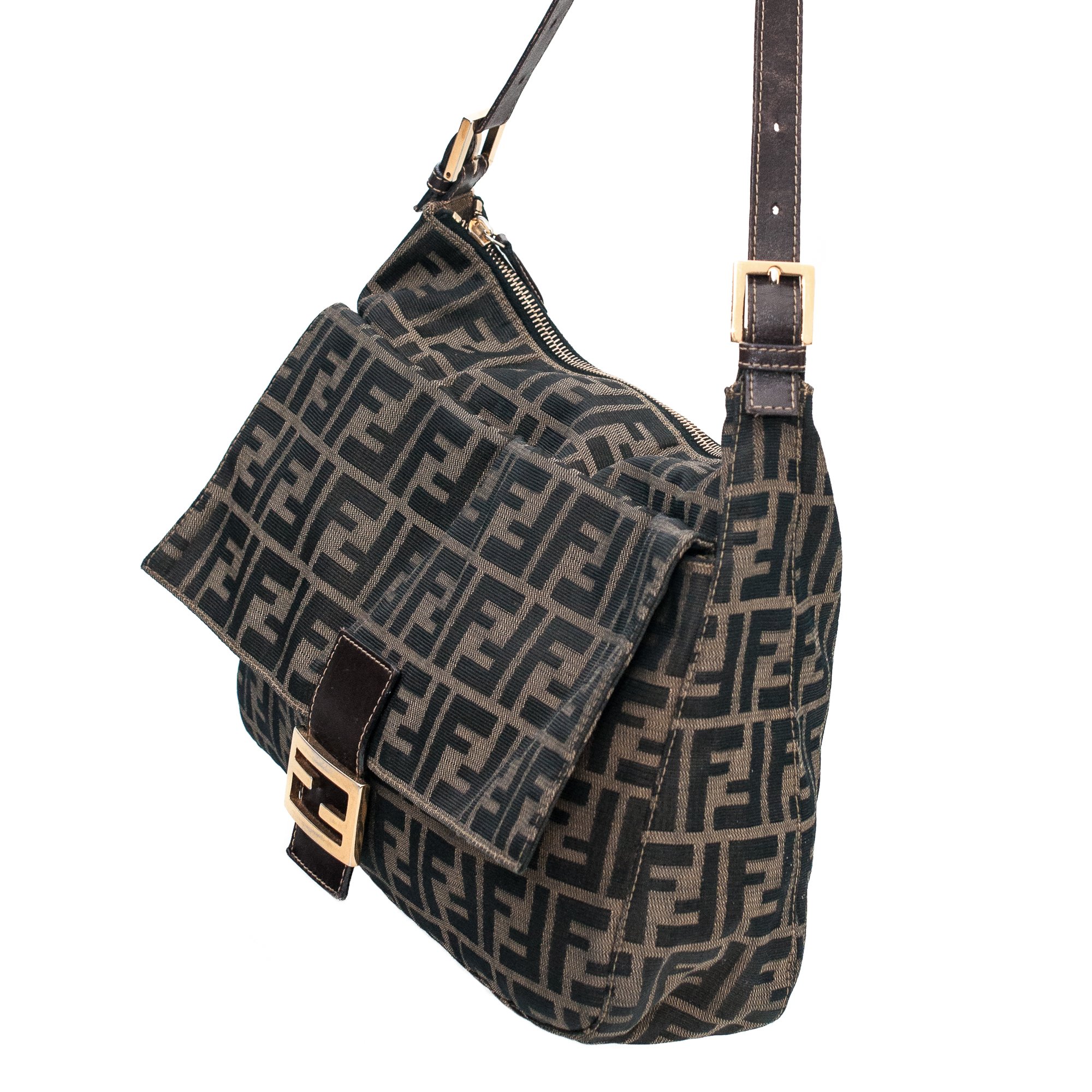 Image of Fendi Zucca Mama Baguette Shoulder Bag 