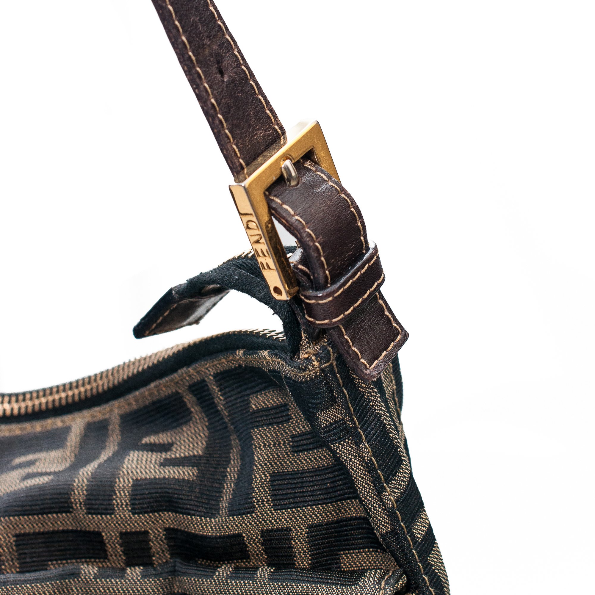 Image of Fendi Zucca Mama Baguette Shoulder Bag 
