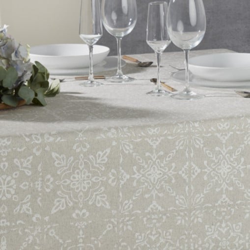 Image of Nappe Catalane II fond Lin Naturel toile Teflon® anti taches