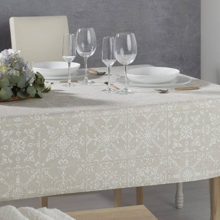 Image of Nappe Catalane II fond Lin Naturel toile Teflon® anti taches