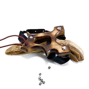 Image of Wooden Slingshot,Handmade Catapult, Pyroysis Method, Burned Shou Sugi Ban Technique, Wood Sling Slot