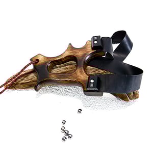 Image of Wooden Slingshot,Handmade Catapult, Pyroysis Method, Burned Shou Sugi Ban Technique, Wood Sling Slot